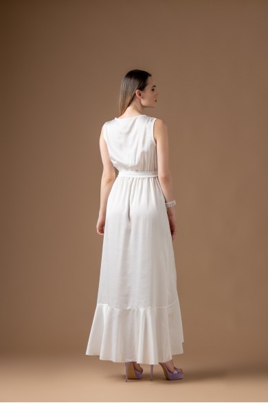 Μίντι λευκό σατέν φόρεμα Μίντι λευκό σατέν φόρεμα