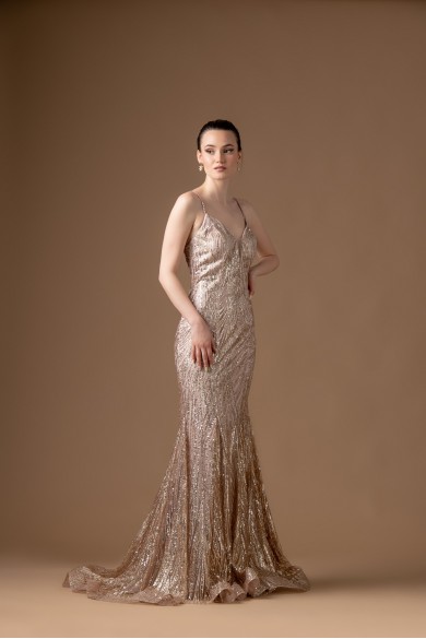 Μακρύ χρυσό φόρεμα Μακρύ χρυσό φόρεμα