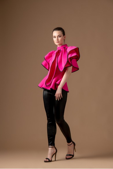 Μπλούζα φούξια με μαύρο