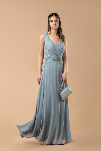 Μακρύ φόρεμα σε γκρι απόχρωση κρουαζέ