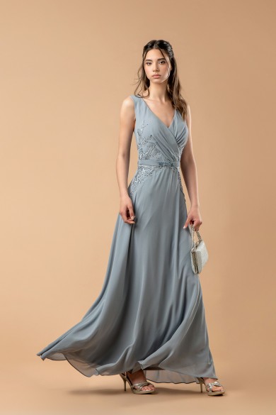 Μακρύ φόρεμα σε γκρι απόχρωση κρουαζέ