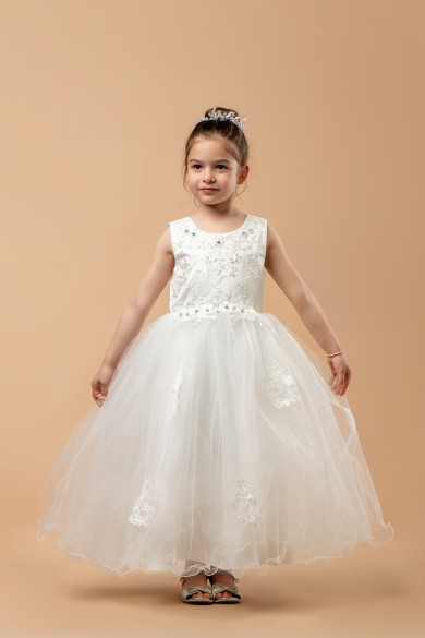 Φόρεμα για παρανυφάκι με μοτίφ δαντέλας η φούστα είναι από τούλι