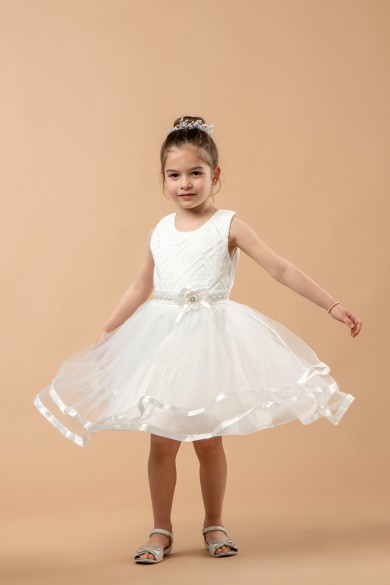 Φόρεμα για παρανυφάκι με σατεν κεντημένη ζώνη