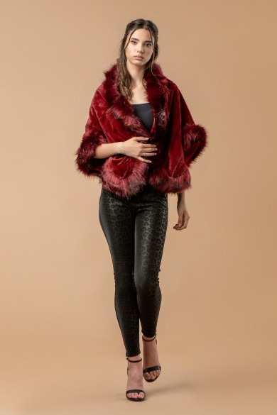 Μπορντό συνθετικό γουνάκι