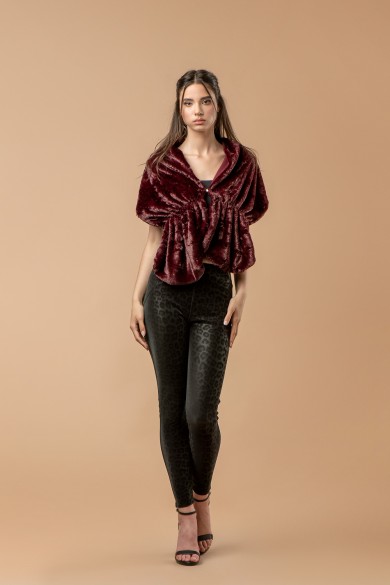 Μπορντό γουνάκι που δένει μπροστά