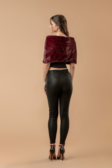 Μπορντό γουνάκι που δένει μπροστά