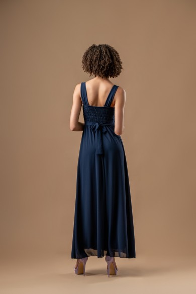 Μακρύ σκούρο μπλε φόρεμα με μοτίφ Μακρύ σκούρο μπλε φόρεμα με μοτίφ