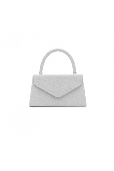 Βραδινό ασημί τσαντάκι με μεταλλικά στοιχεία