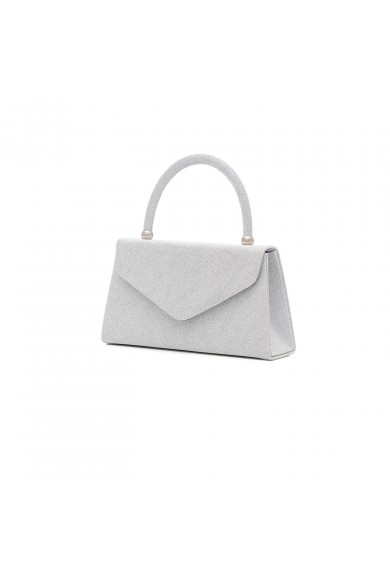 Βραδινό ασημί τσαντάκι με μεταλλικά στοιχεία