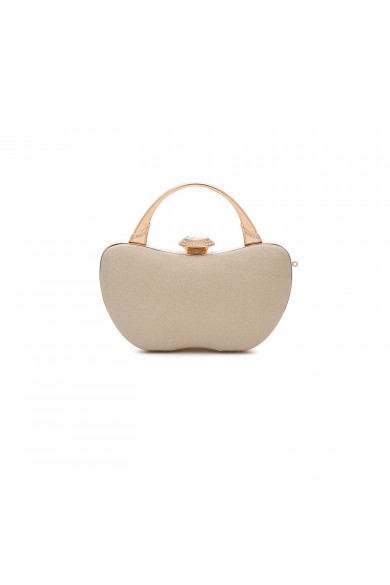 Βραδινό χρυσό τσαντάκι με ιδιάιτερο σχήμα και μεγάλο κούμπωμα