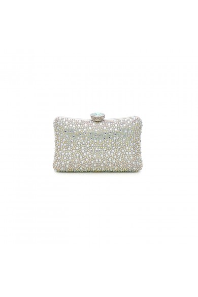 Βραδινό ασημί τσαντάκι με ασημί και πολύχρωμα στρας