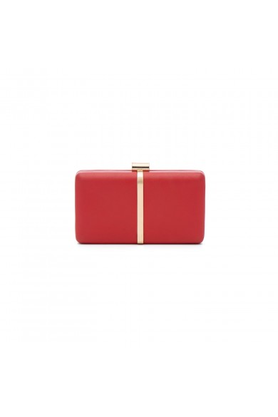 Βραδινό κόκκινο τσαντάκι με χρυσό κούμπωμα και χρυσή λεπτομέρεια