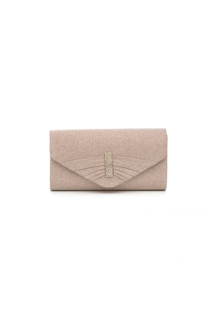 Βραδινό μπεζ clutch τσαντάκι με χρυσό διακοσμητικό
