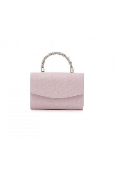 Βραδινό απαλό ροζ τσαντάκι και χειρολαβή διακοσμημένη με στρας 