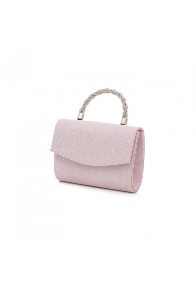 Βραδινό απαλό ροζ τσαντάκι και χειρολαβή διακοσμημένη με στρας 