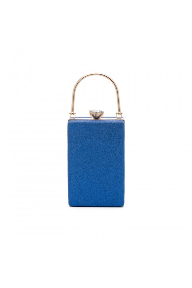 Βραδινό μπλε τσαντάκι με μεγάλο κούμπωμα τύπου κρύσταλλο