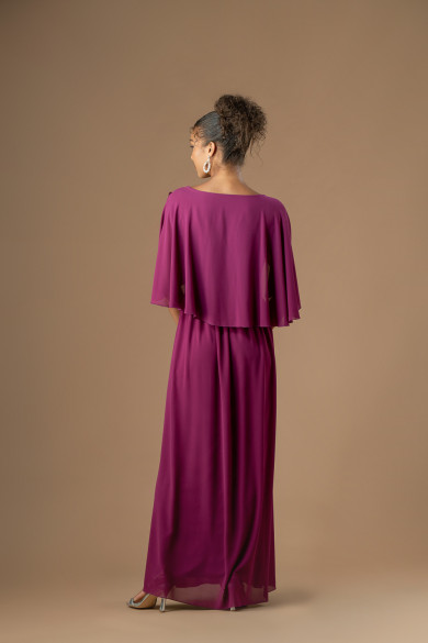 Μακρύ φόρεμα magenta με παγιέτες και ενσωματωμένο μπολερό