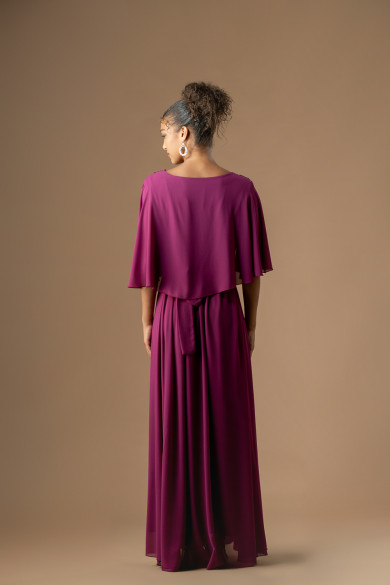 Μακρύ φόρεμα magenta με παγιέτες και ενσωματωμένο μπολερό