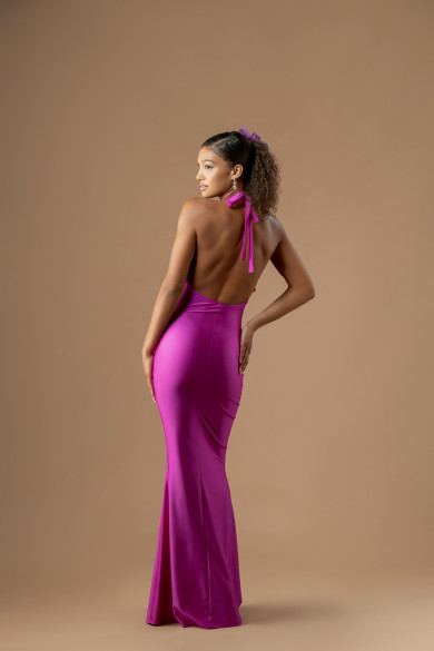 Μακρύ γοργονε magenta φόρεμα με εντυπωσιακή πλάτη
