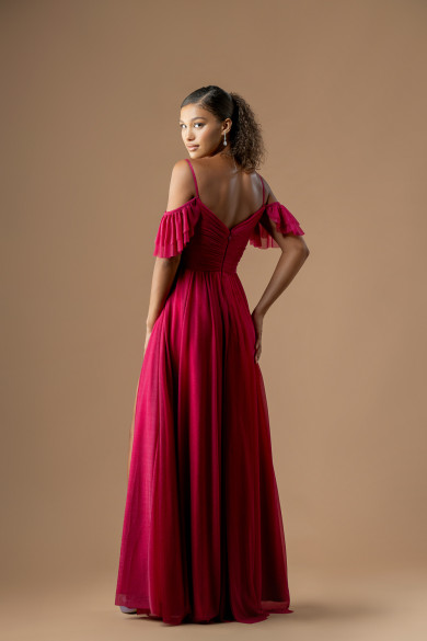 Μακρύ magenta ρομαντικό αέρινο φόρεμα με βολάν μανίκια και σκίσιμο Μακρύ magenta ρομαντικό αέρινο φόρεμα με βολάν μανίκια και σκίσιμο