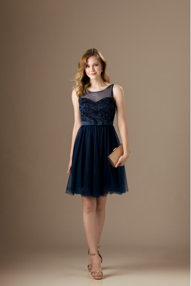 Μπλε σκούρο κοντό φόρεμα με διαφάνεια Μπλε σκούρο κοντό φόρεμα με διαφάνεια