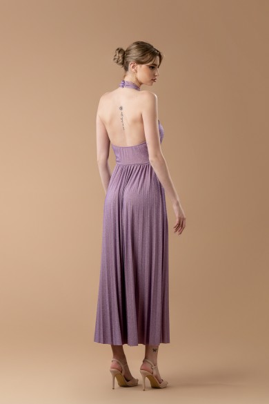 Μακρύ λιλά φόρεμα με ΄δέσιμο στον λαιμό Μακρύ λιλά φόρεμα με ΄δέσιμο στον λαιμό