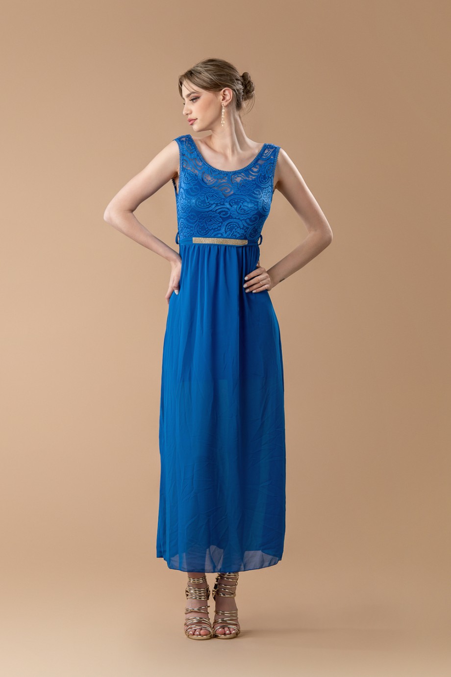 Μακρύ μπλε ηλεκτρίκ φόρεμα 