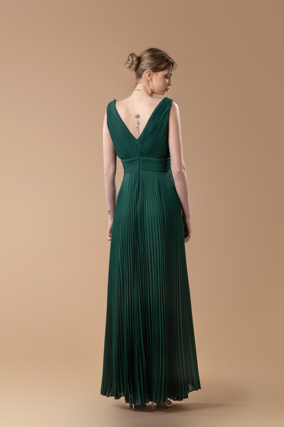 Μακρυ πλισέ πράσινο φόρεμα
