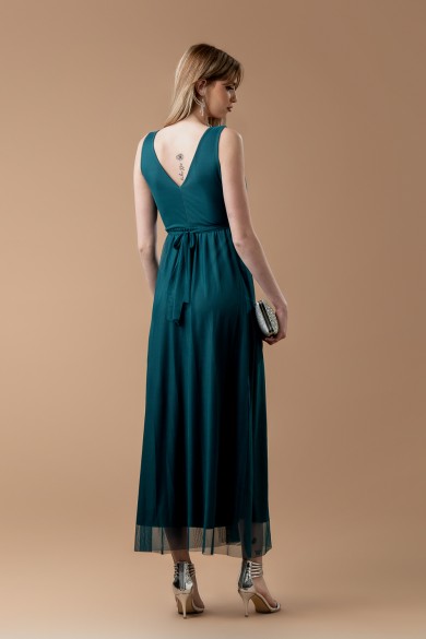 Μακρύ πετρόλ τούλινο φόρεμα κρουαζέ Μακρύ πετρόλ τούλινο φόρεμα κρουαζέ