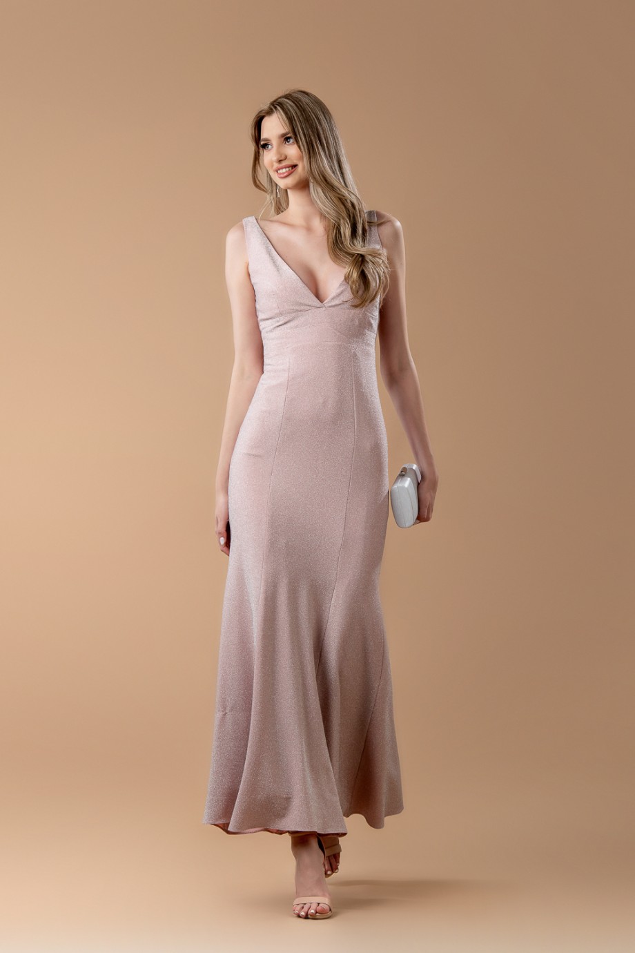 Μακρύ ροζ γοργονέ φόρεμα 