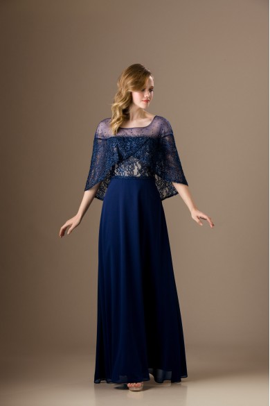 Μακρύ σκούρο μπλε φόρεμα με μπολερό Μακρύ σκούρο μπλε φόρεμα με μπολερό