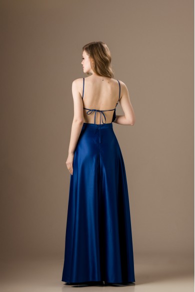 Μακρύ σατέν εξώπλατο μπλε ηλεκτρίκ φόρεμα Μακρύ σατέν εξώπλατο μπλε ηλεκτρίκ φόρεμα