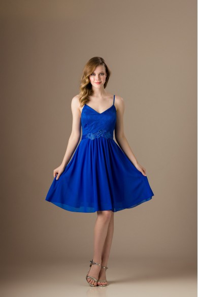 Κοντό μπλε ηλεκρίκ φόρεμα με δαντέλα