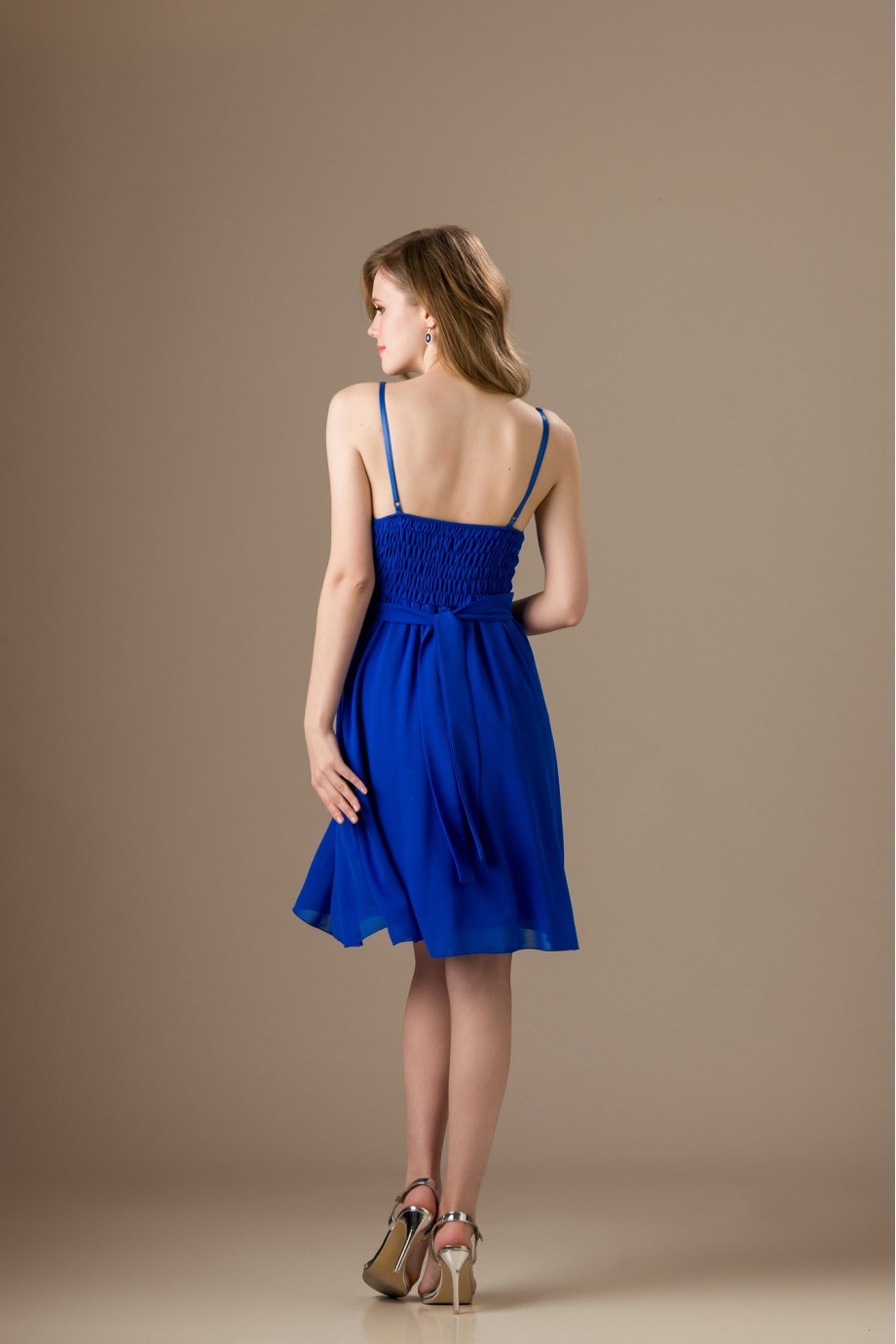 Κοντό μπλε ηλεκρίκ φόρεμα με δαντέλα