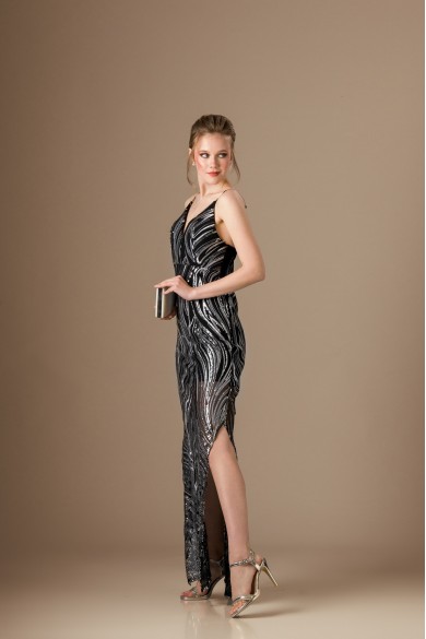 Μακρύ ασημί φόρεμα Μακρύ ασημί φόρεμα