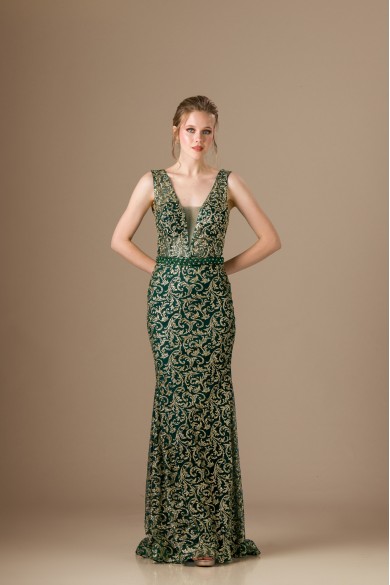 Μακρύ γοργονέ κυπαρισσί φόρεμα Μακρύ γοργονέ κυπαρισσί φόρεμα